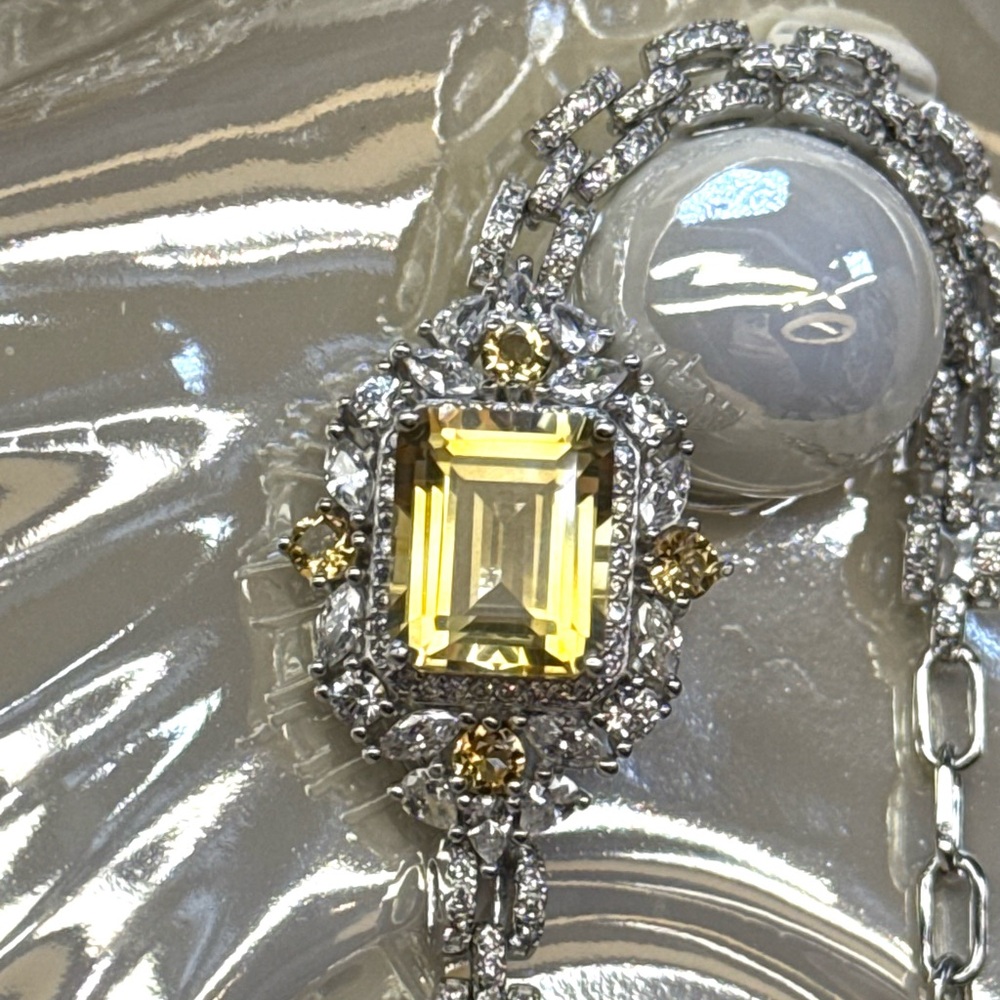 BC4 4.5CT Natural CITRINE UNIQUE WATCH BAND Bracelet Rhodium SterlingSilver S925 - Picture 3 of 14